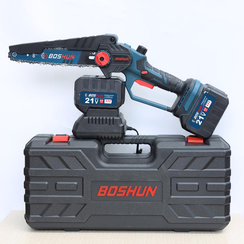 Máy cưa xích pin BOSHUN CS08, Lam xích 8 inch, Pin khủng 15cell, Động cơ Không Chổi Than - Motor ruột đồng  - Hàng Chính Hãg