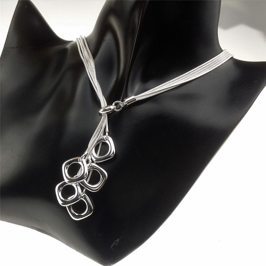Punk Silver Alloy Multilayer Long Necklace Snake Chain Tassel Pendant
