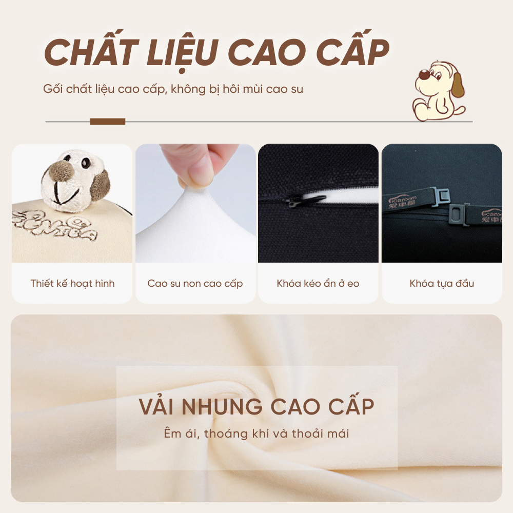 Gối tựa đầu, tựa lưng ICAROOM cao su non dành cho xe ô tô và ghế văn phòng chống đau lưng