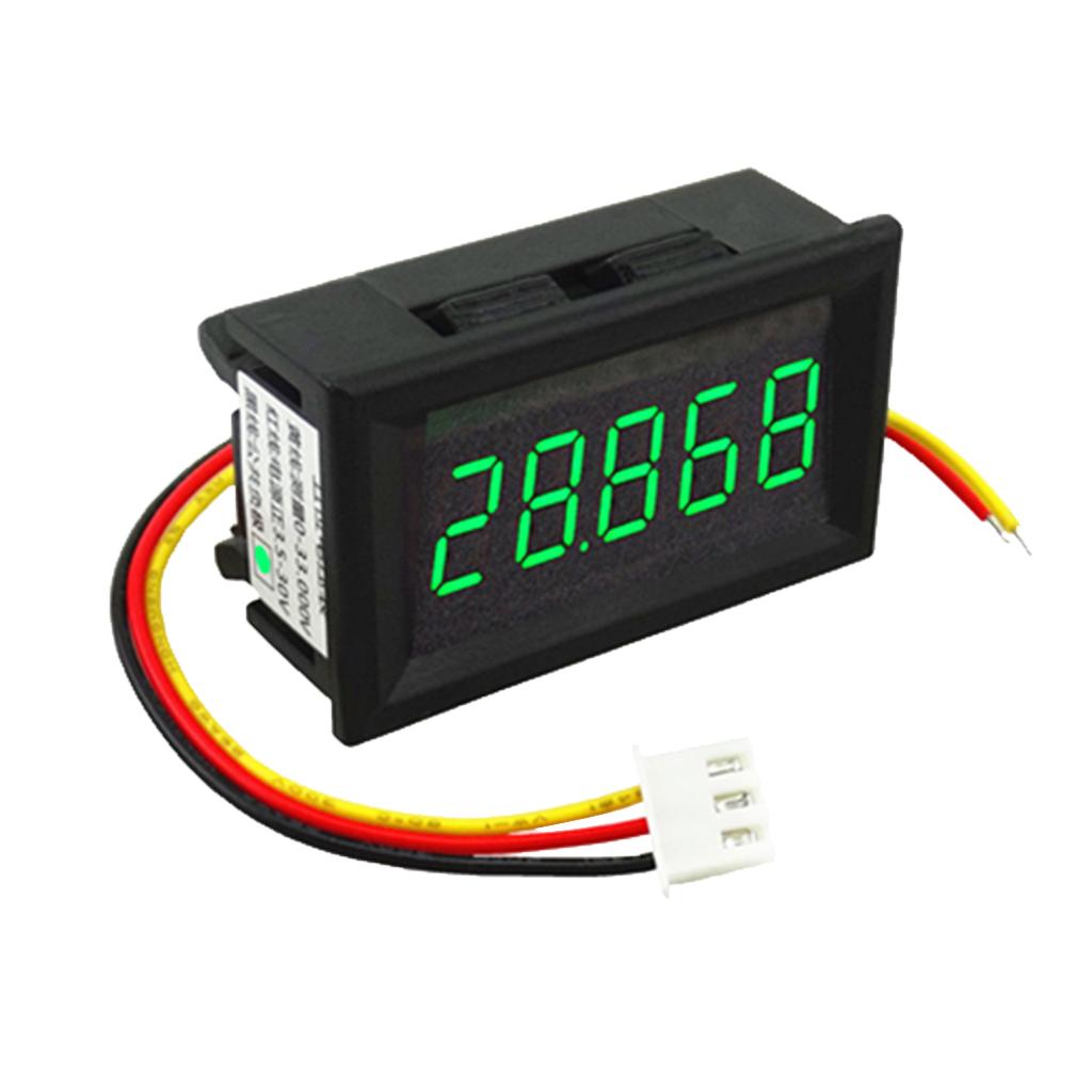 2PCS - DC 3.5-30V 3 Wire LED Digital Display Voltmeter Volt Meter Panel Green Words