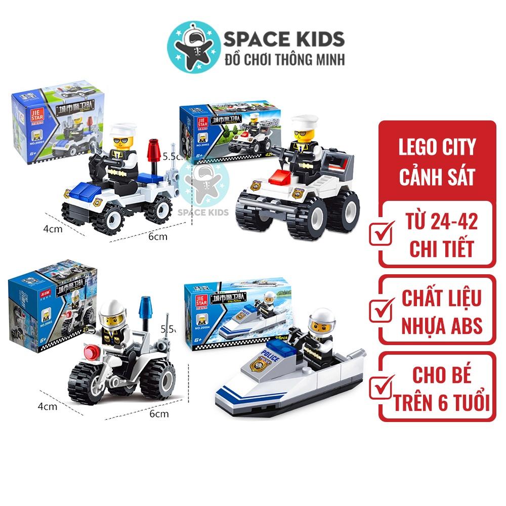 Đồ chơi xếp hình Lego city minifigures cho bé chủ đề Cảnh sát từ 24 đến 42 chi tiết chất liệu nhựa ABS