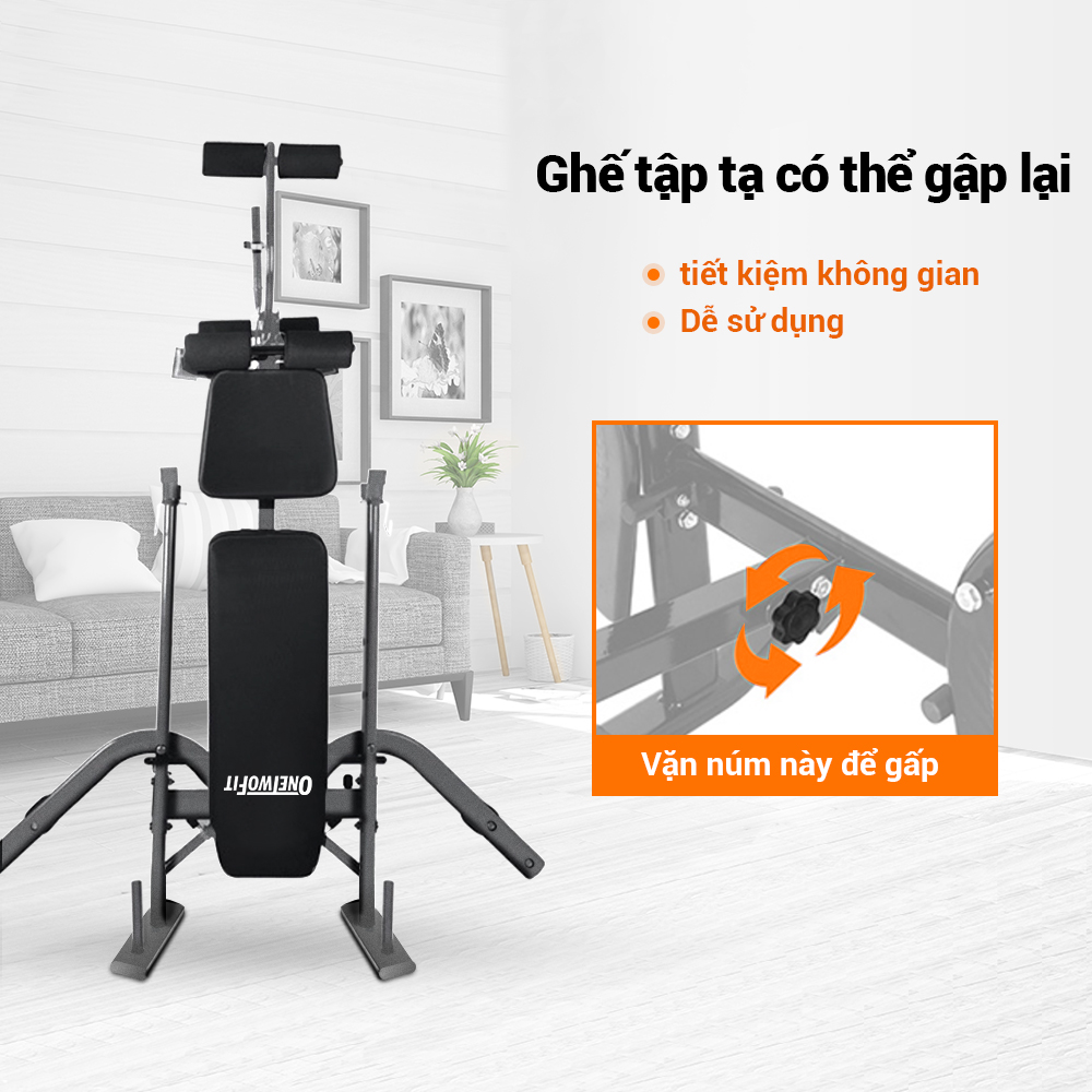 OneTwoFit 6 trong 1 Bài tập ngồi lên ghế tập tạ đa chức năng Với Giá treo tạ tập tại nhà OT039Z