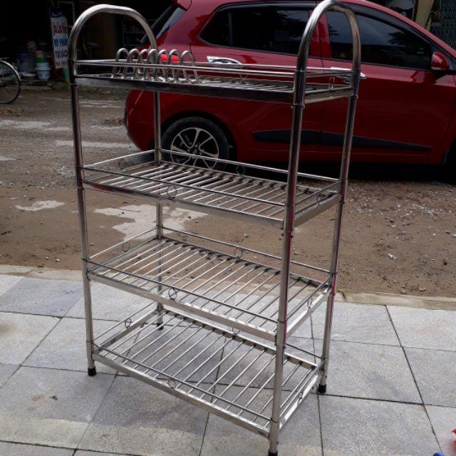 Kệ để bát đĩa 4 tầng inox dạng lắp ráp