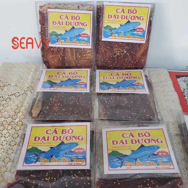 Đặc Sản Nha Trang - Khô Cá Bò Đại Dương Phi Lê Tẩm Gia Vị Sẵn, Seavy Hộp 400g