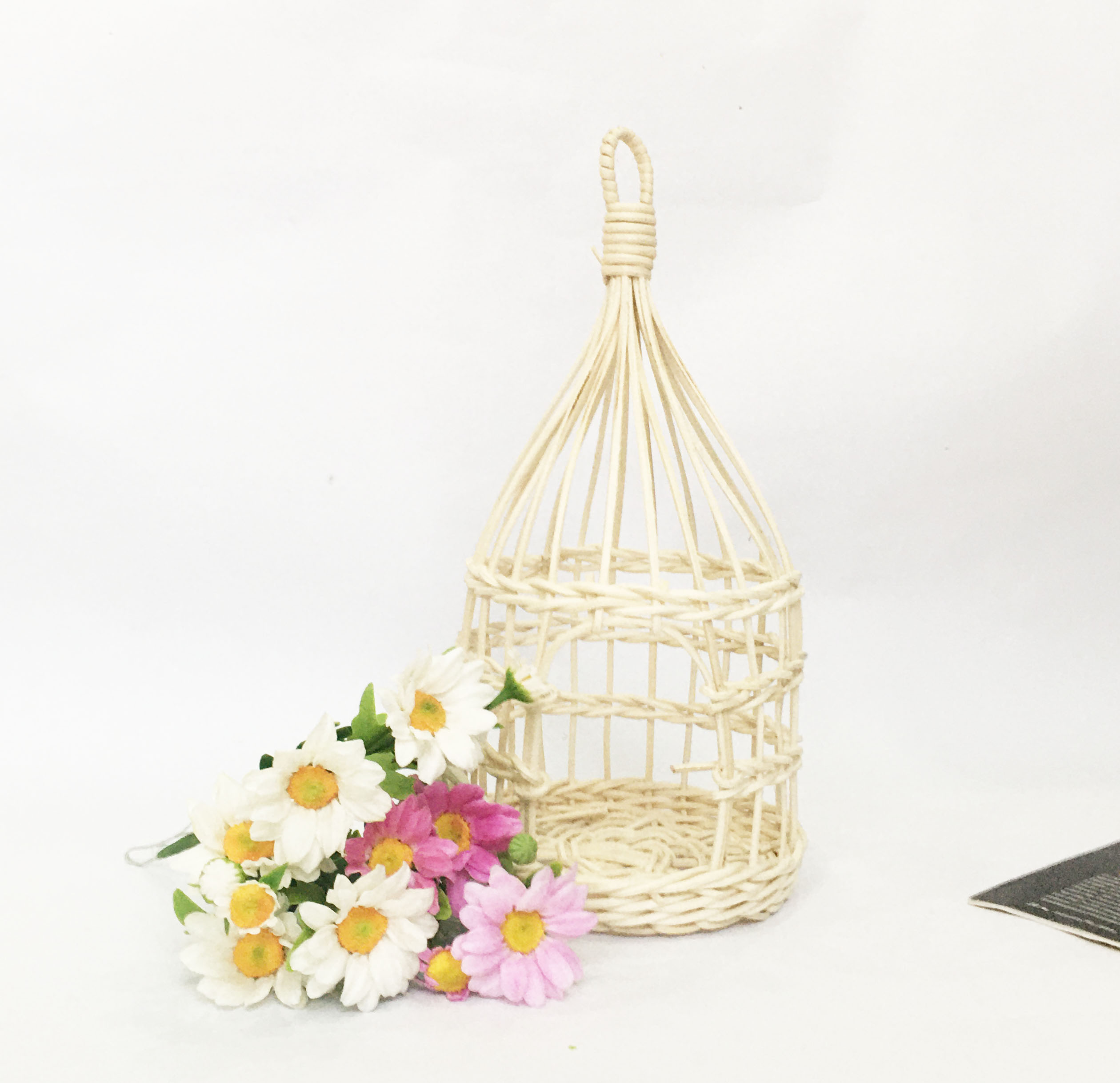 Lồng chim bằng mây tự nhiên vintage - cắm hoa / trang trí tiệc / đựng đồ đa năng handmade