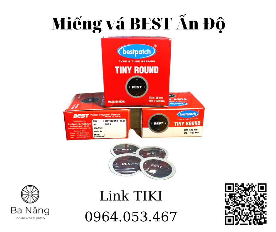 Miếng vá săm, lốp (ruột xe) máy, ôtô hình tròn (Đường kính 25mm)