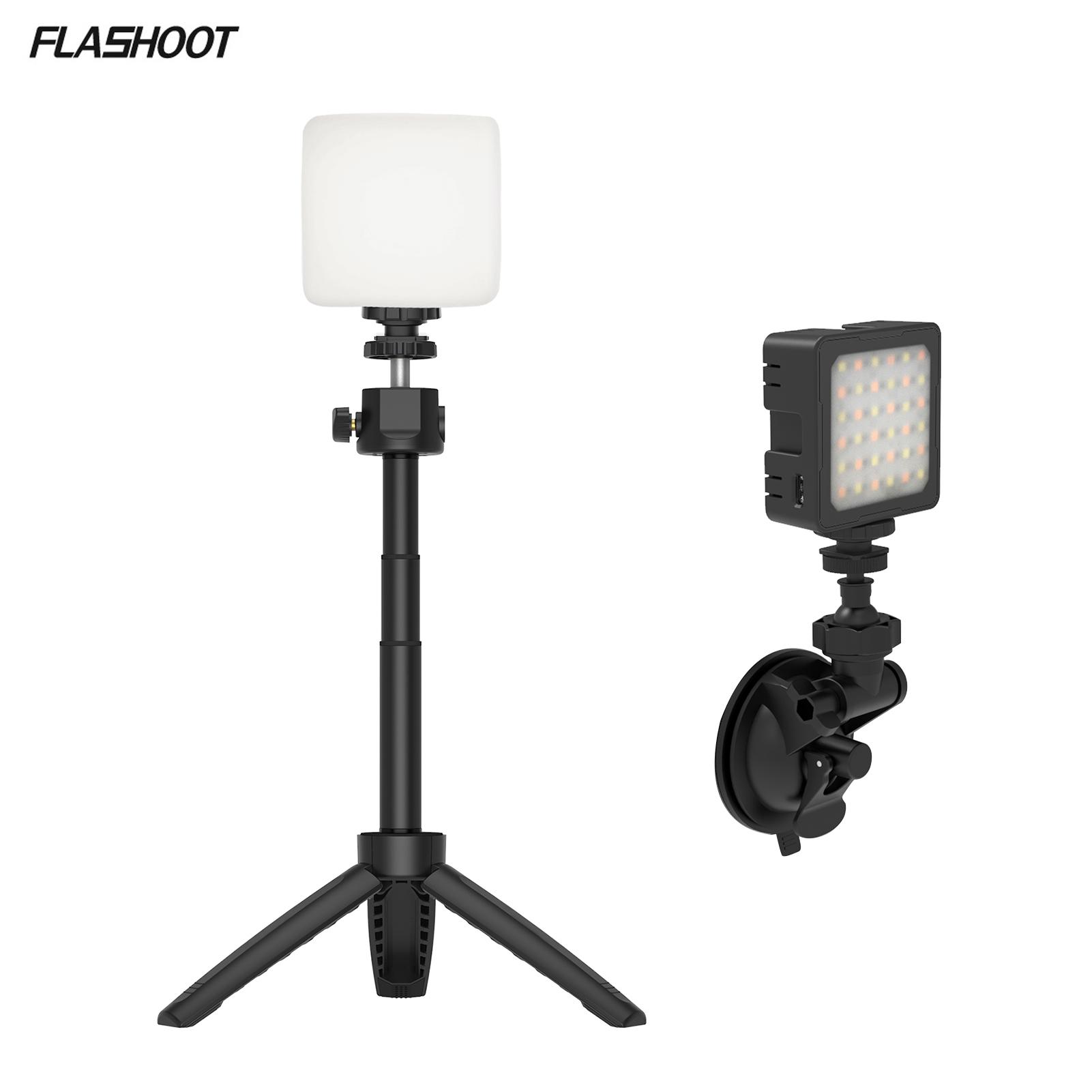Đèn FLASHOOT VC-KIT4 LED chụp ảnh mini + Nắp đèn khuếch tán + Giá đỡ điện thoại + Chân máy
