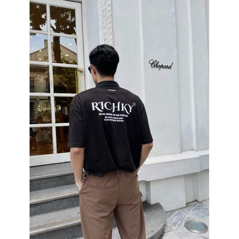 [Mã INBAU300 giảm 10% đơn 250K] Áo Polo Unisex Richky Polo Shirt Premium Luxury Be Rich Your Way Đen – RKO1