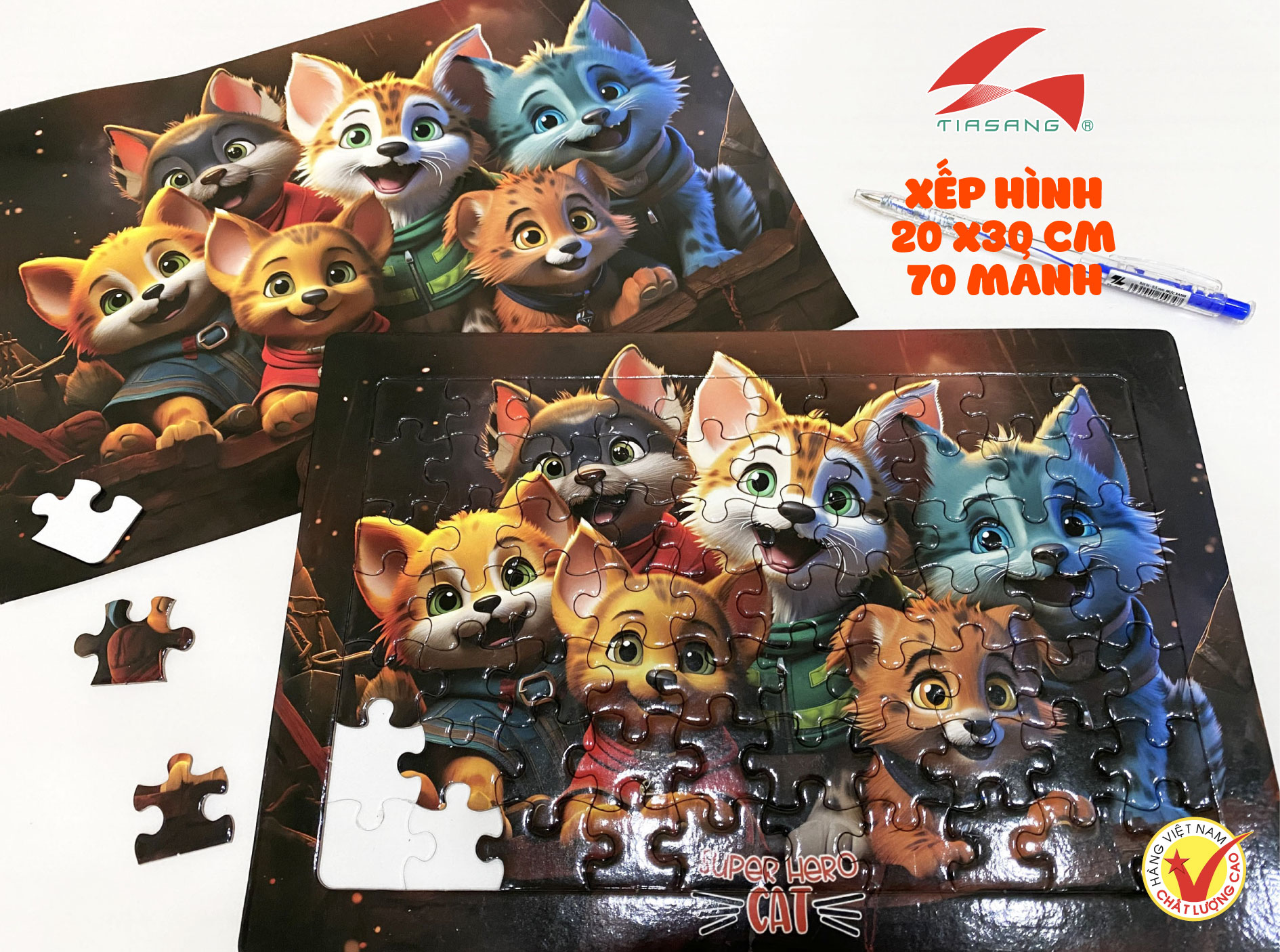 Xếp hình 48-60-70 mảnh - Super Hero Cat