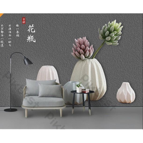 Tranh dán tường Bình hoa sen sang trọng, tranh dán tường 3d hiện đại MS970176