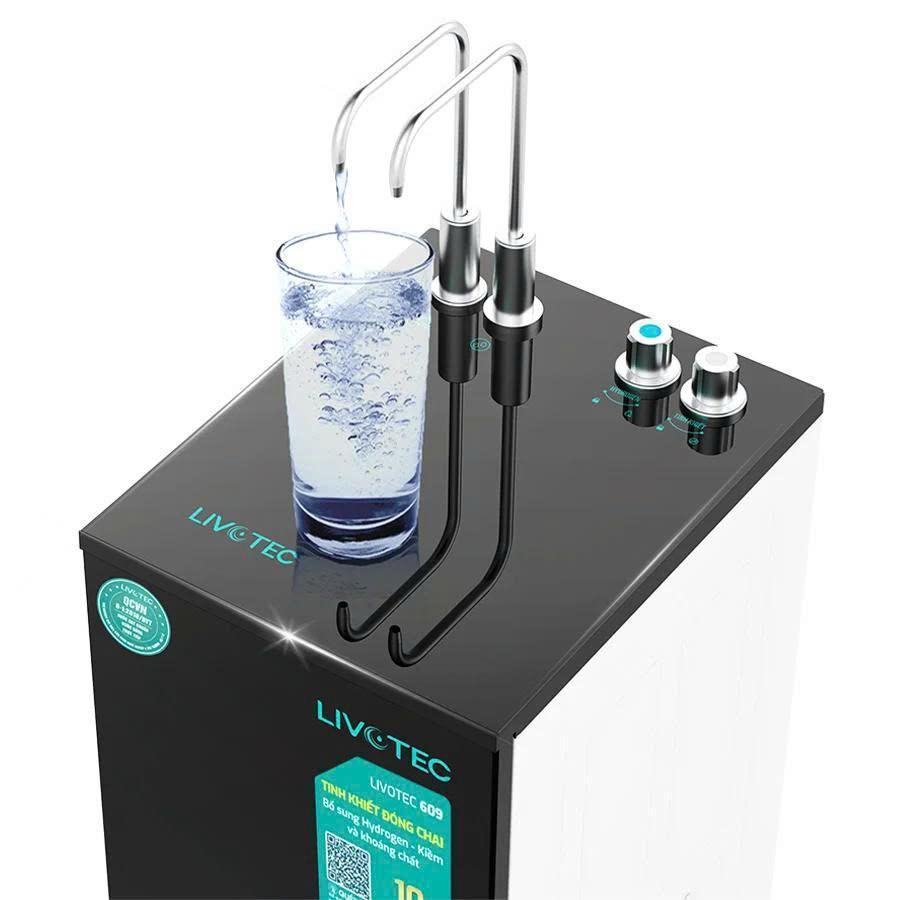 [TẶNG BỘ LÕI] Máy lọc nước RO Livotec 609, Tinh khiết đóng chai, Giàu kiềm, giàu khoáng, 2 chế độ nước
