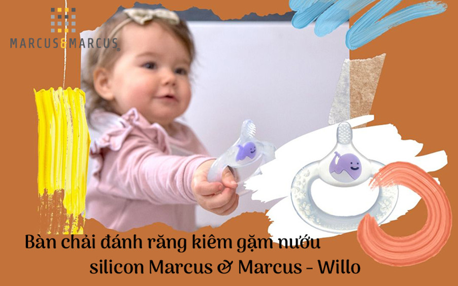Bàn chải đánh răng kiêm gặm nướu silicon cho bé Marcus &amp; Marcus, từ 6 tháng