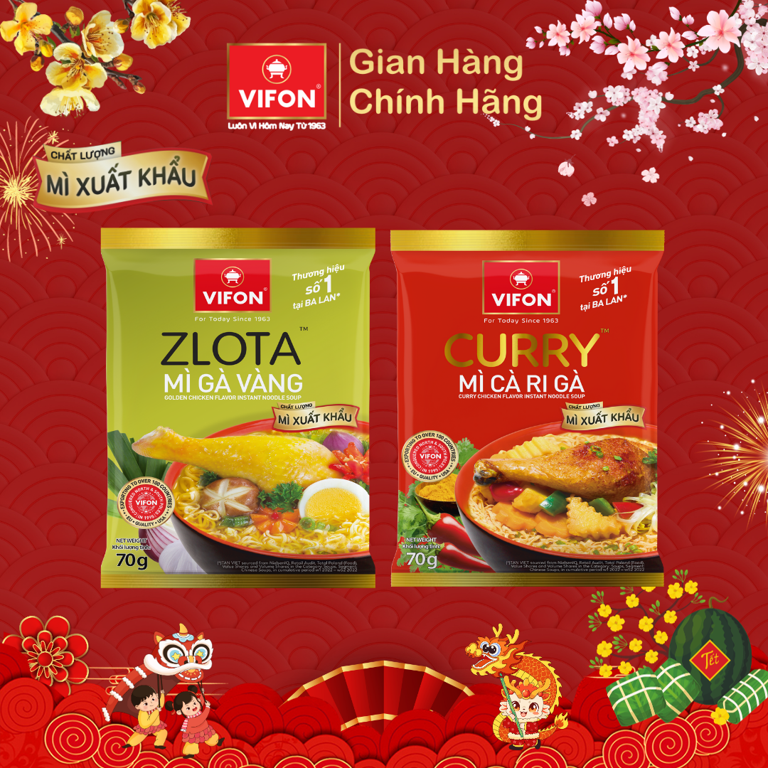 Thùng 24 gói mì xuất khẩu Zlota gà vàng/ Curry cà ri gà 70gr/gói