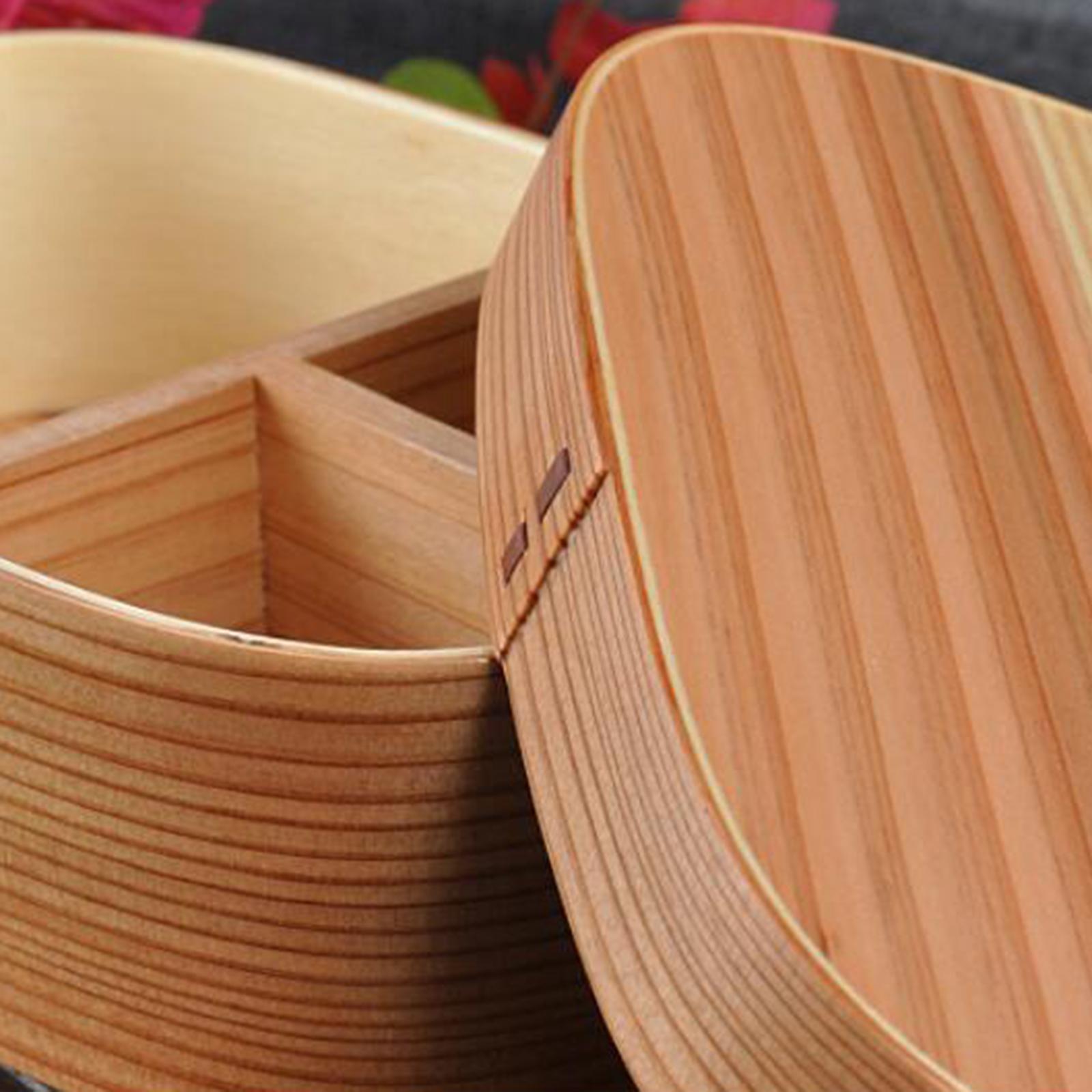 Wooden Lunch Box Sushi Container Picnic Food Carrier for Camping School Home