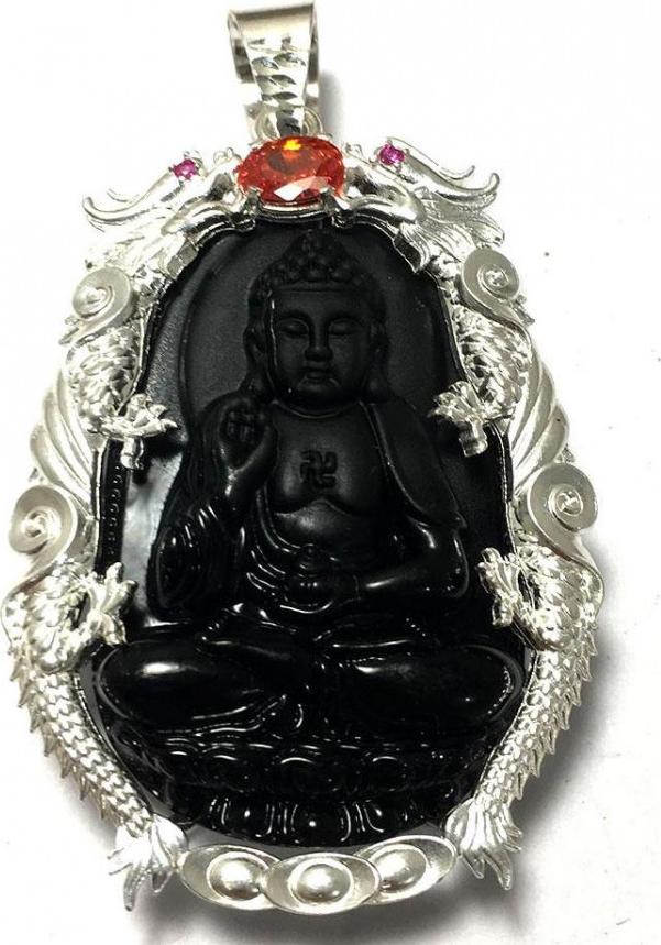 Mặt dây nam bản mệnh ngài ADIDA bọc rồng chầu bạc ta cho người tuổi Tuất - tuổi Hợi Bạc QTJ - MDNA79a