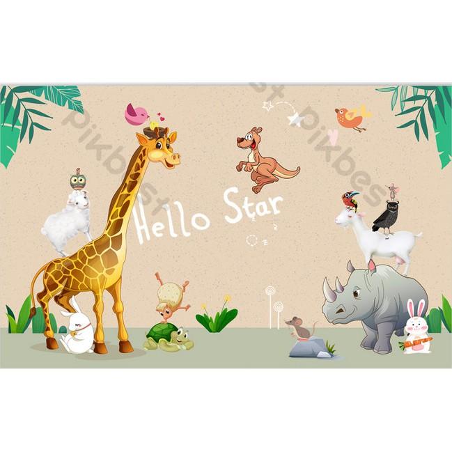 Tranh dán tường Tranh động vật đáng yêu trang trí phòng em bé, tranh dán tường 3d hiện đại MS1049322