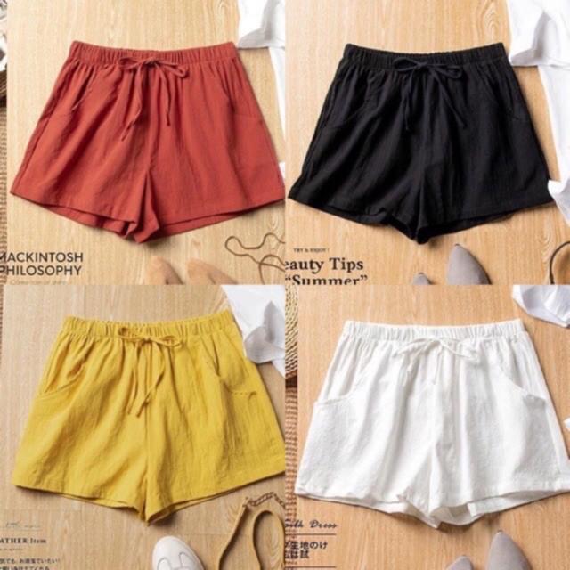 Quần short đũi nơ mịn mát trẻ trung freesize<60kg