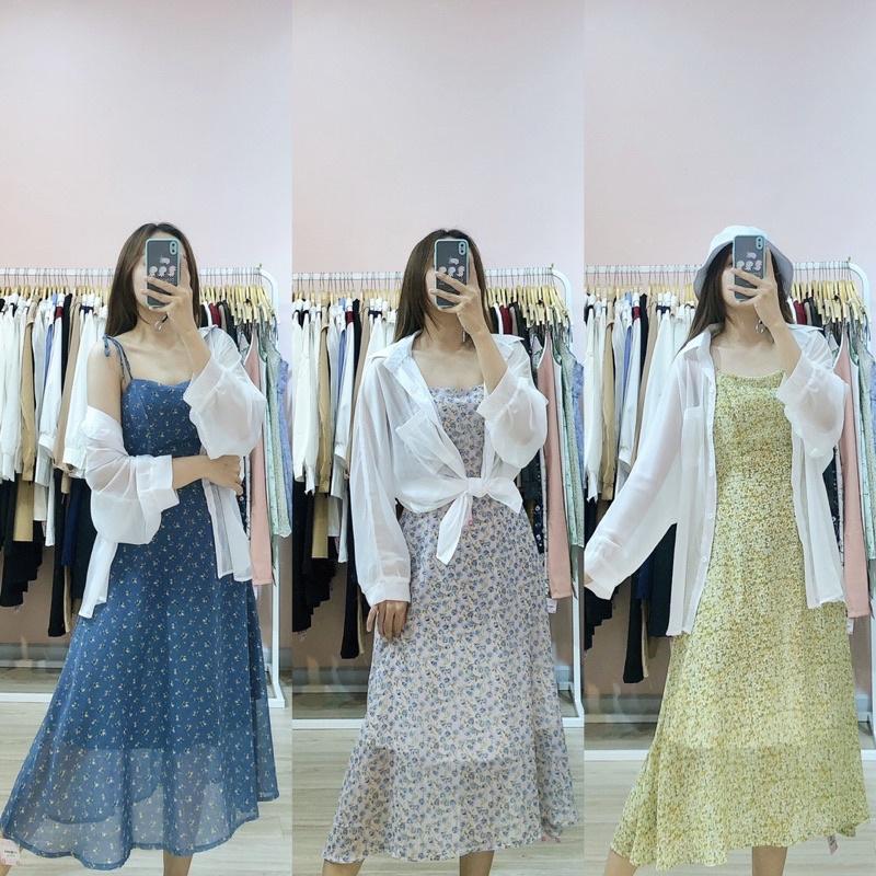 ĐẦM HAI DÂY MAXI HOA FORM DÀI - MÈO IN DA HOUSE