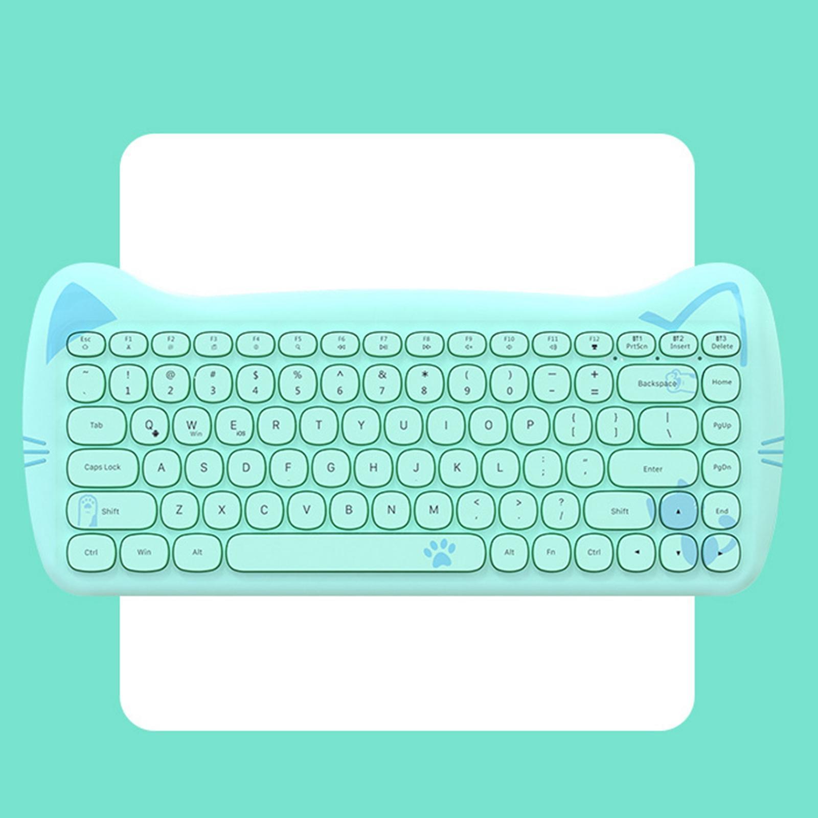 Cute 2.4G Wireless Keyboard 84-Key Desktop Bluetooth/Wired Gaming Keypad for Android Windows