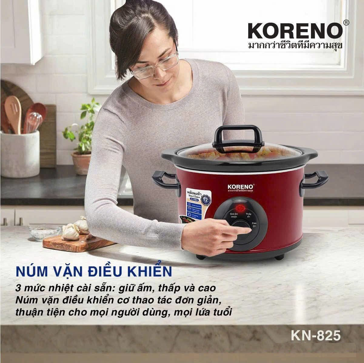 Nồi nấu chậm, kho cá, ninh xương Koreno Thái Lan 2.5L KN-825 - hàng chính hãng