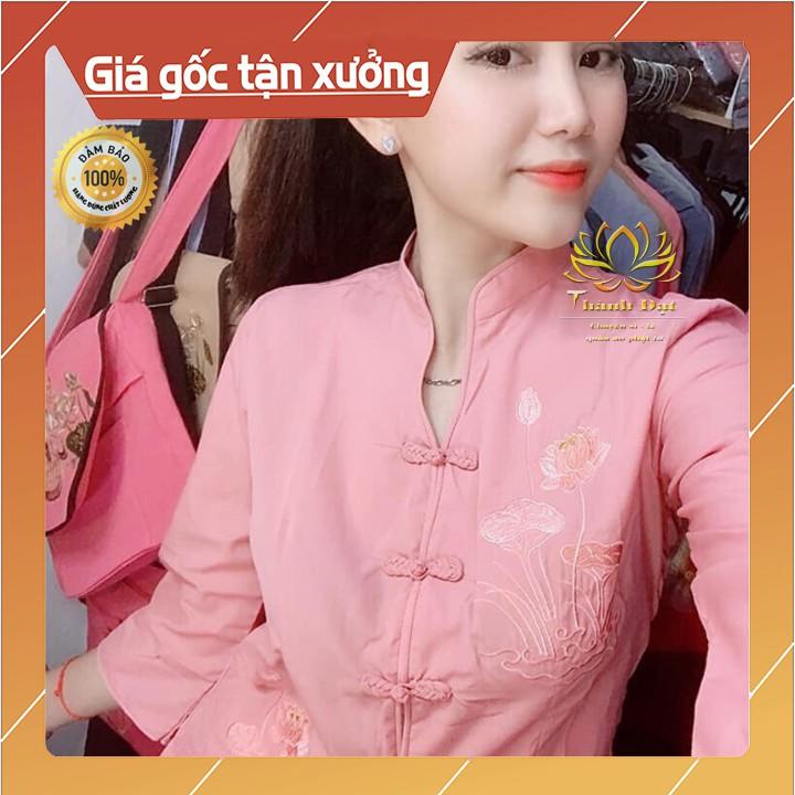 Quần Áo Đi Chùa Cổ Tàu Thêu Sen Chất Vải Kate Mịn Đẹp, Mặc Vô Cùng Thoáng Mát, Thoải Mái, Trẻ Trung Kín Đáo