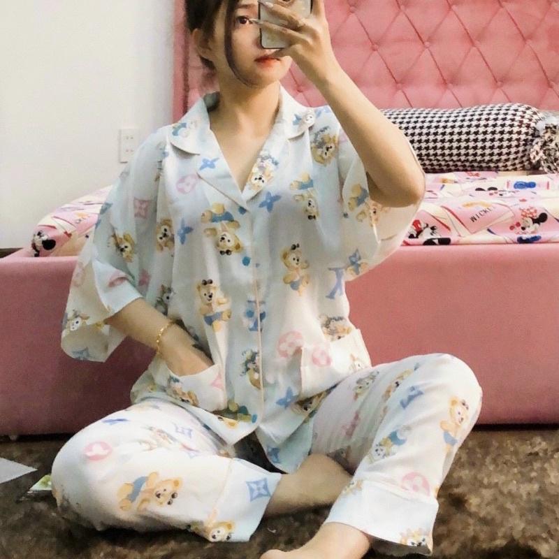 Đồ bộ mặc nhà cánh dơi quần dài, đồ bộ nữ chất lụa mango size dưới 63kg