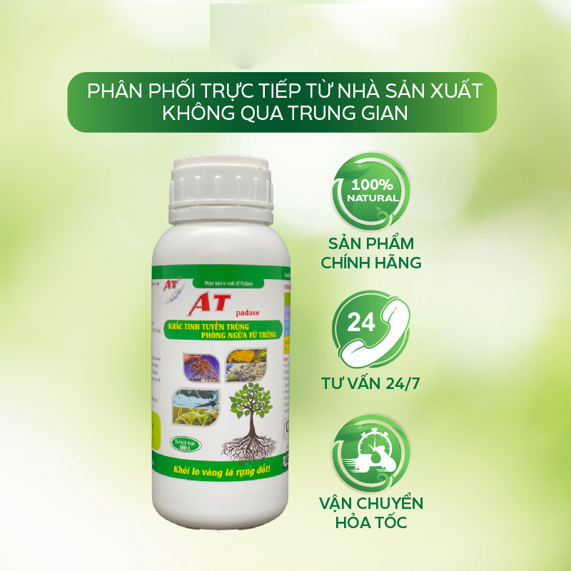 Thuốc Đặc Trị Tuyến Trùng Triệt Để Từ Trứng Và Ấu Trùng Không Ảnh Hưởng Đến Giun Đất - AT Padave 500ml