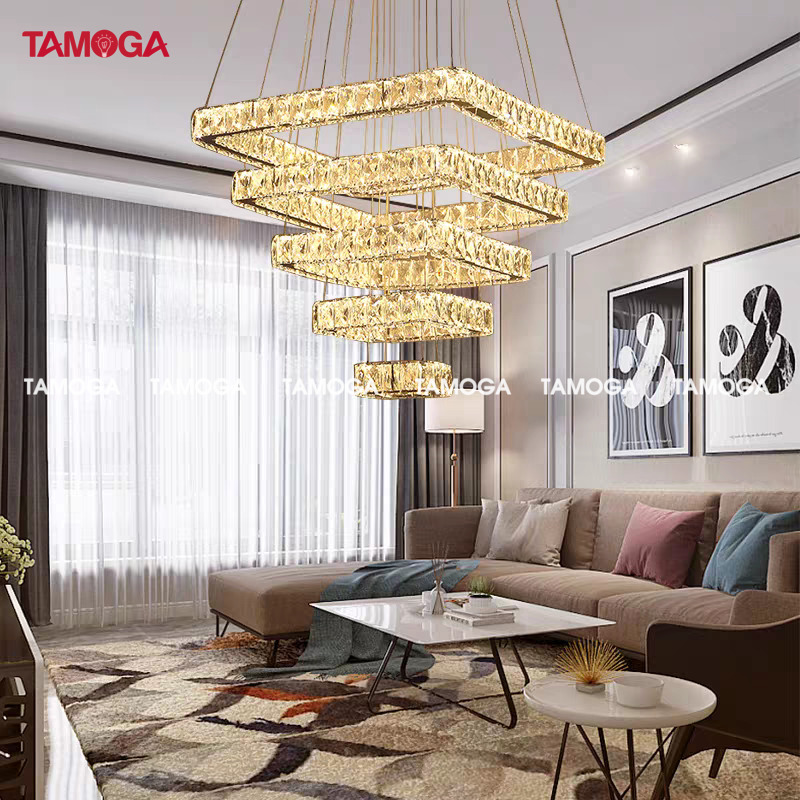 Đèn thả chùm 5 vòng pha lê TAMOGA EVAL 55606