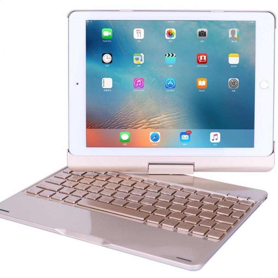 Bàn phím Bluetooth Dành Cho iPad 9.7 inch iPad wifi 2018, iPad wifi 2017, iPad Air 1, iPad Air 2, iPad pro 9.7 Ốp lưng Xoay 360° Đèn LED PKCB180 Keyboard PF105