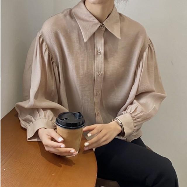 Áo sơ mi lụa tơ tay bồng Hàn Quốc
