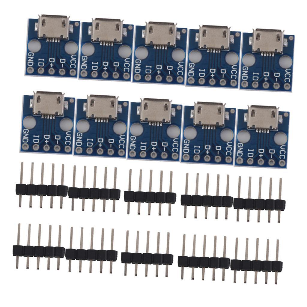 7x10pcs Female MICRO USB to DIP 5-Pin Pinboard 2.54mm micro USB type