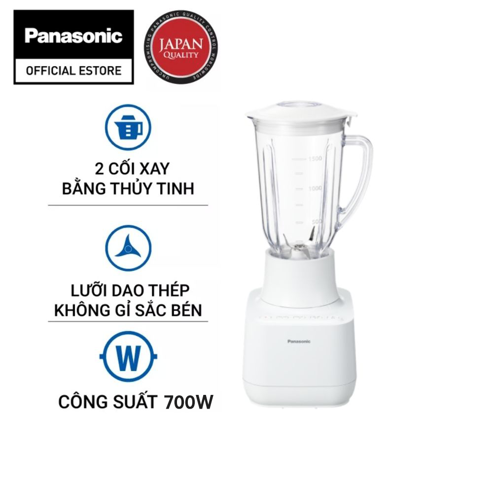 [Hàng tặng không bán] Máy Xay Sinh Tố Panasonic MX-MG5351WRA-KM - Công suất 700W- Dung tích 1.5L - Lưỡi dao thép không gỉ- cối xay thủy tinh/nhựa - Xay đá mịn - Hàng Chính Hãng