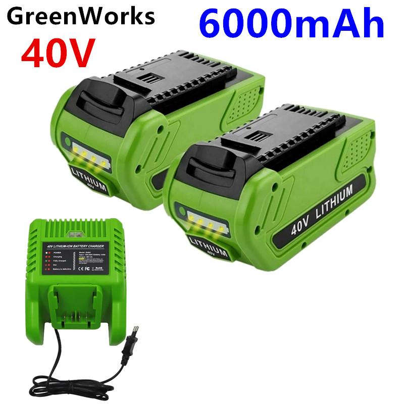 40V 6,0 Ah Ersatz Lithium-Pin cho 6000mAh GreenWorks 29472 29462 Pin Dụng cụ điện G-MAX 29252 20202 22262 25312 L50 Màu sắc: 1 cái1