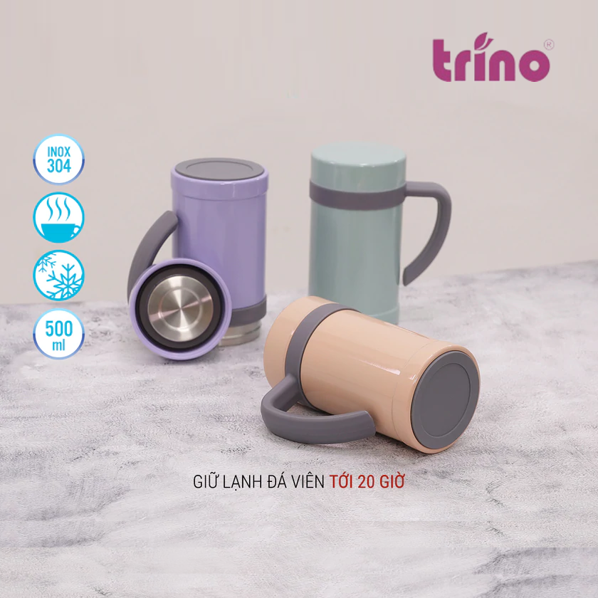 Bình Giữ Nhiệt Inox Có Tay Cầm Trino TN-550HL - Tím