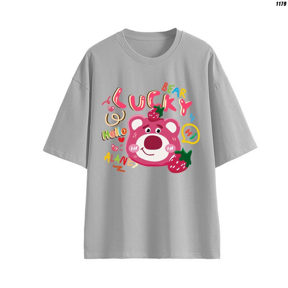 Áo thun tay lỡ unisex in hình Gấu Dâu Lucky Lotso