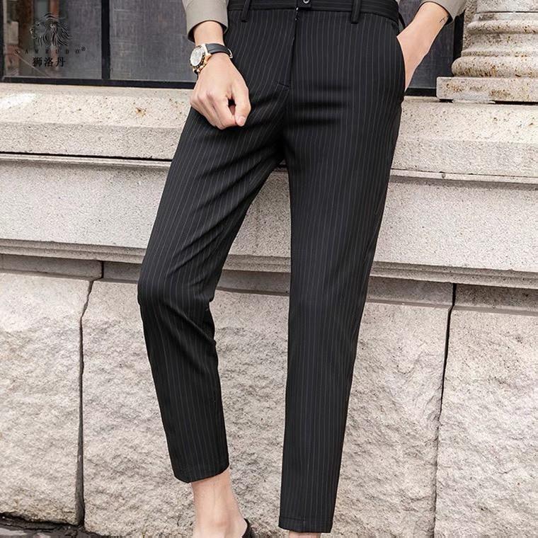 Quần Âu Phối Kẻ Sọc Nam 1 Quần Nam Kiểu Dáng Slim Trẻ Trung, Ống Đứng Xếp Li Ôm Dáng - Mặc Là Đẹp - Mã QPKS