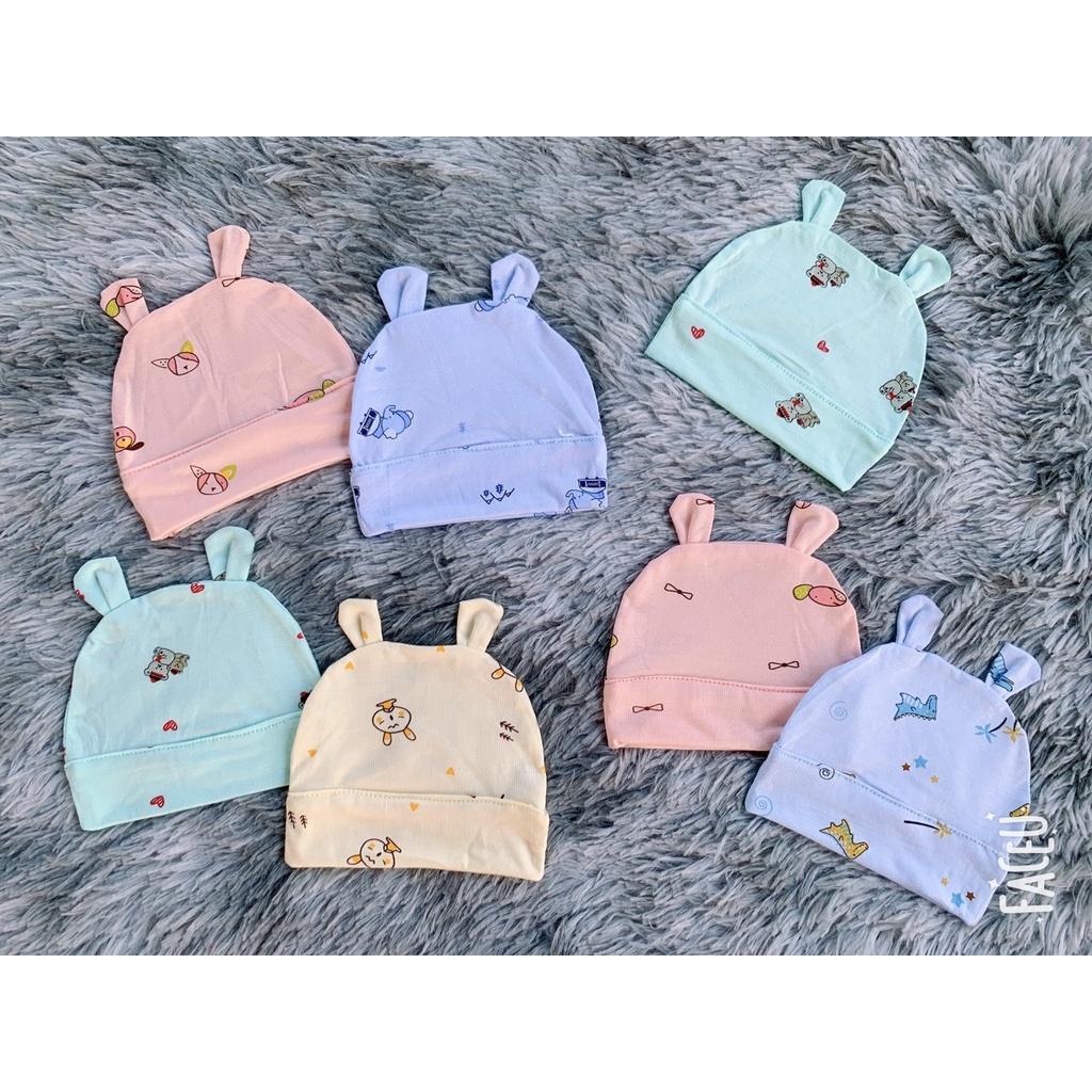 Mũ cotton tai thỏ che thop cho bé sơ sinh