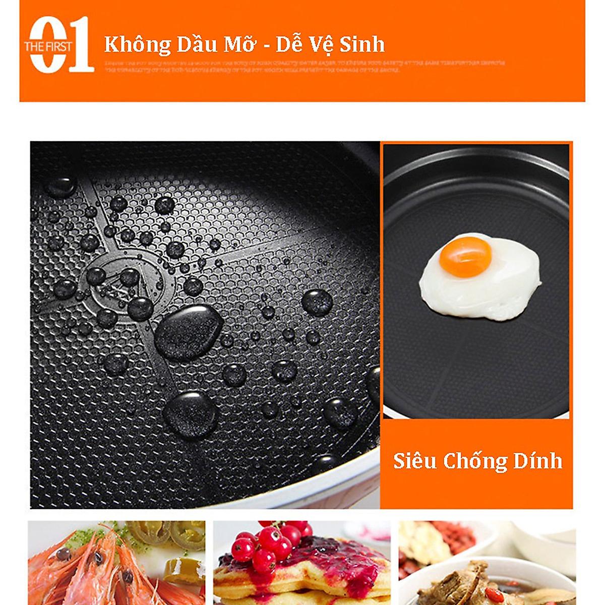 Chảo Nồi Lẩu Điện Chống Dính Đa Năng Công Suất 1360W, Nhiều Chức Năng Như Chiên, Xào, Nấu - Hàng nhập khẩu
