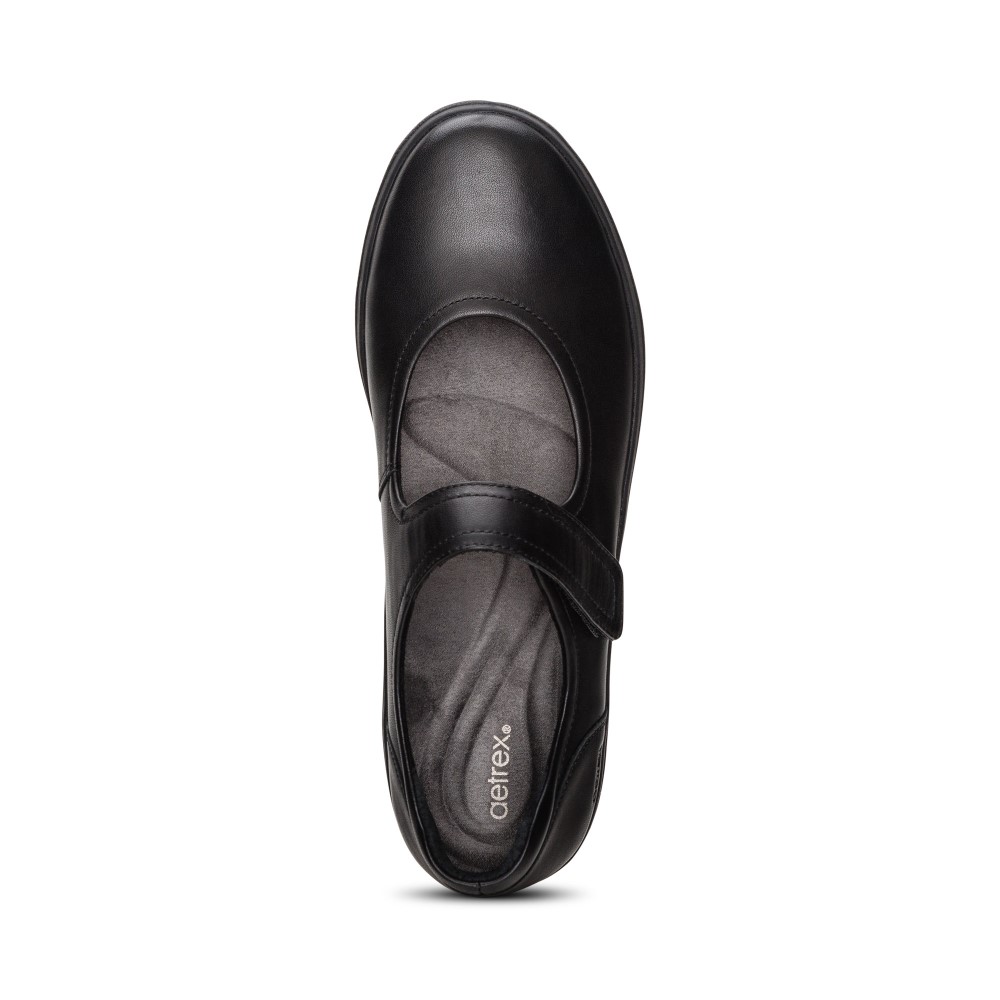 Giày búp bê sức khoẻ nữ Aetrex Erica Black - giày bít đế đệm giảm đau chân