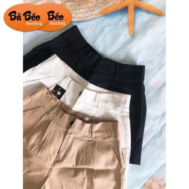 Quần short Kaki ống rộng cúc khoá chun lưng ảnh thật