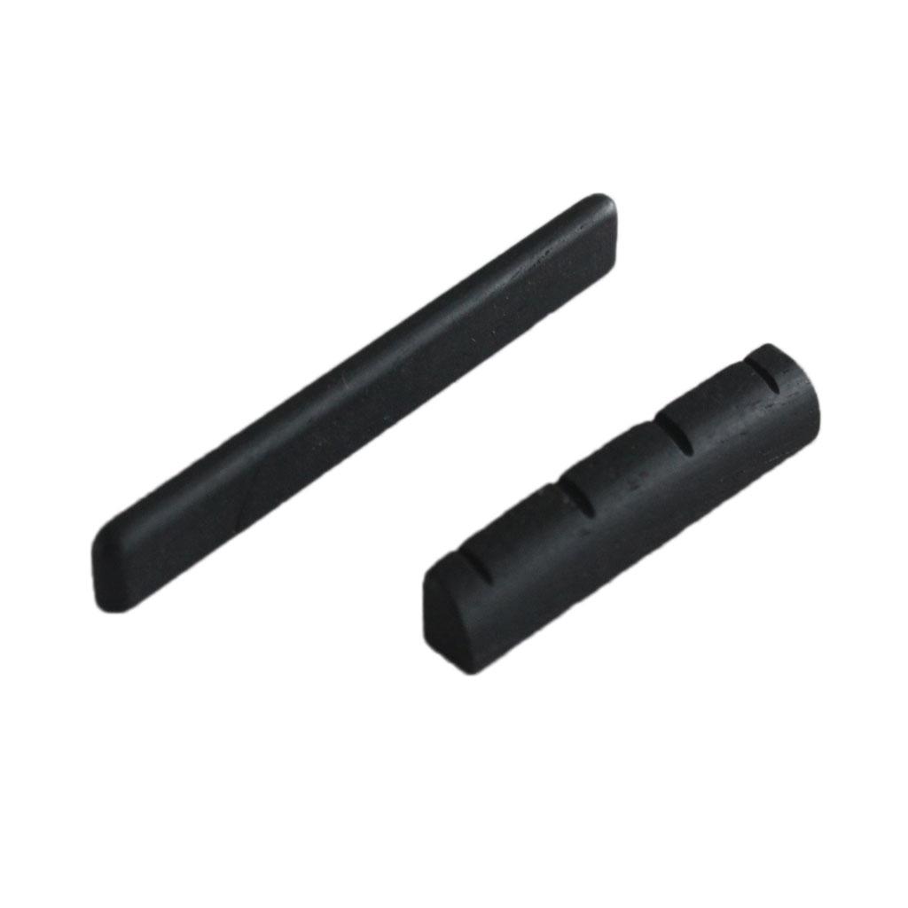 Ebony Wood Guitar Nut and Saddle Set For 4 String Ukulele Guitar Parts Black