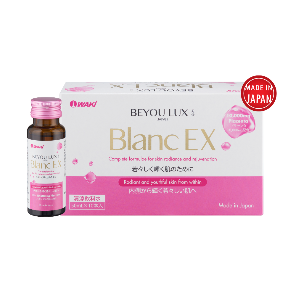 Nước uống làm đẹp da BEYOU LUX Blanc EX Giúp Trắng Da, Cải Thiện Lão Hóa từ Nhật Bản (Hộp 10 Chai)