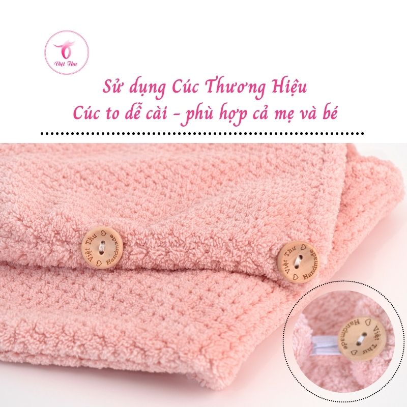 Khăn quấn tóc gội đầu nhanh khô cao cấp sợi Microfiber Việt Thư công nghệ Nhật siêu thấm nước, siêu mềm, bảo vệ tóc - Hàng Chính Hãng