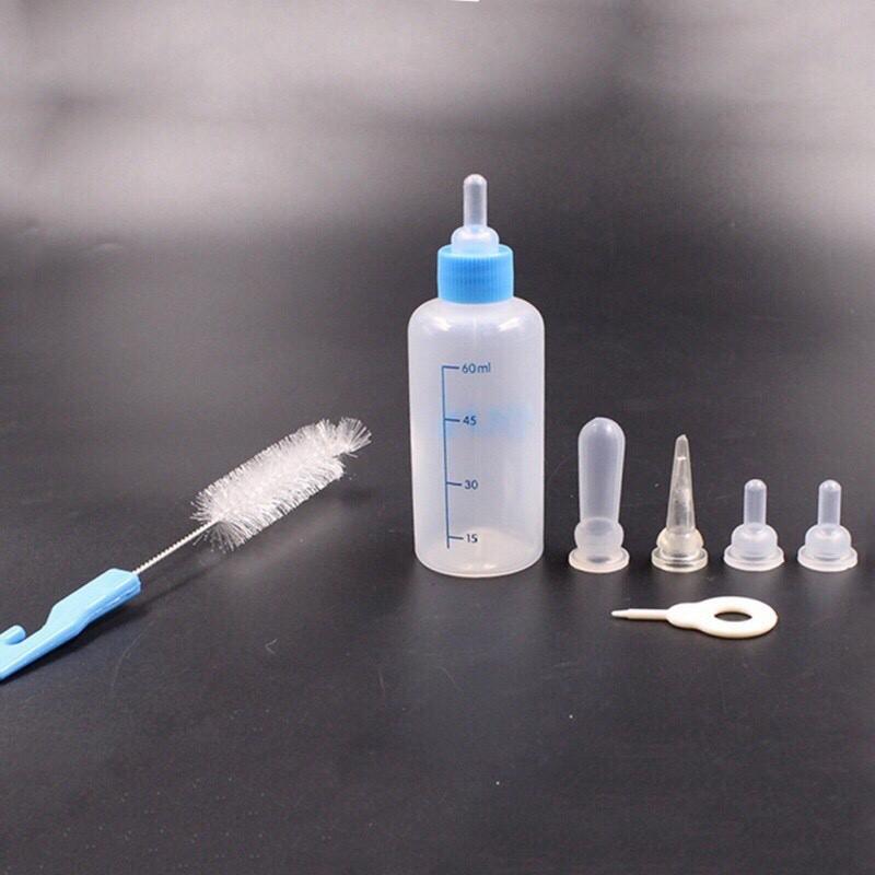 Bộ bình sữa cho chó con mèo con thú cưng thể tích 60ml - Bivido