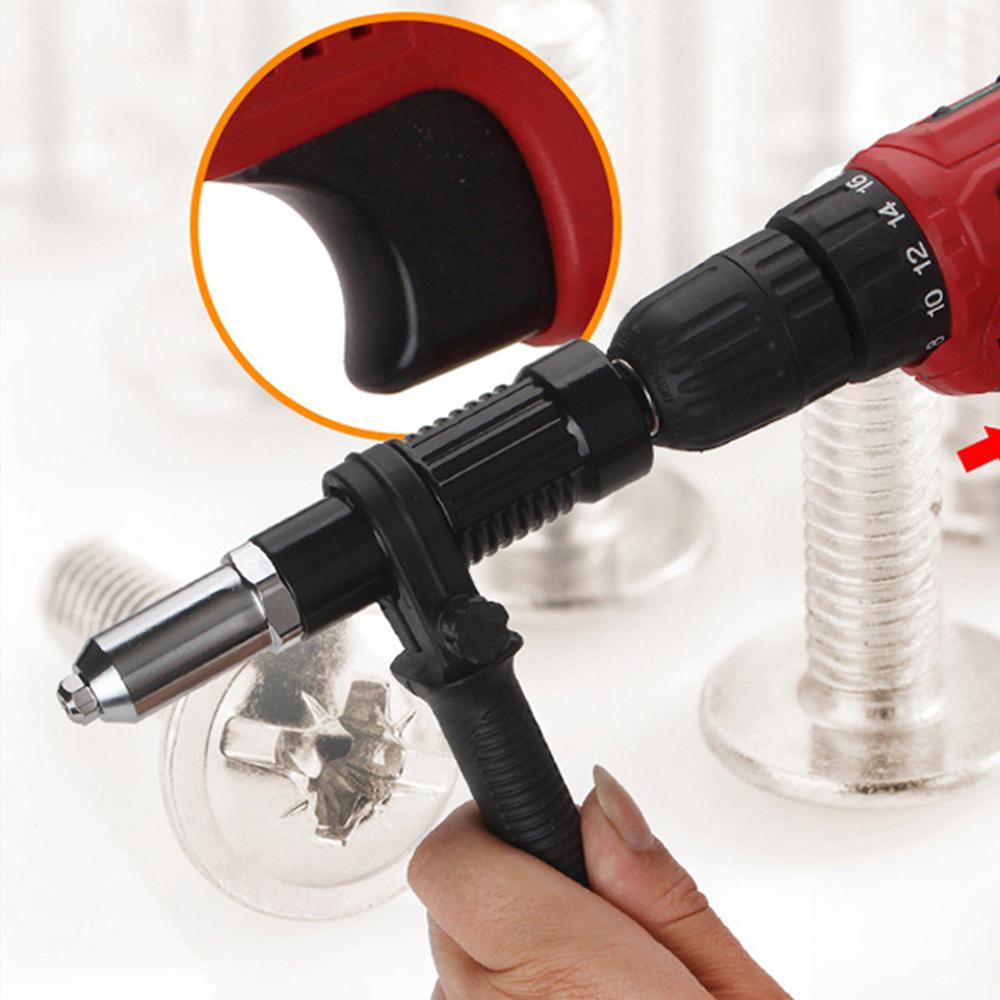 Rivet Gun Adatper Riveter Drill Converter Attachment Electric Power Drill Riveting Hand Tool Kit for Riveting Insert 3/32'' 1/8'' 5/32'' 3/16'' Rivets Nut