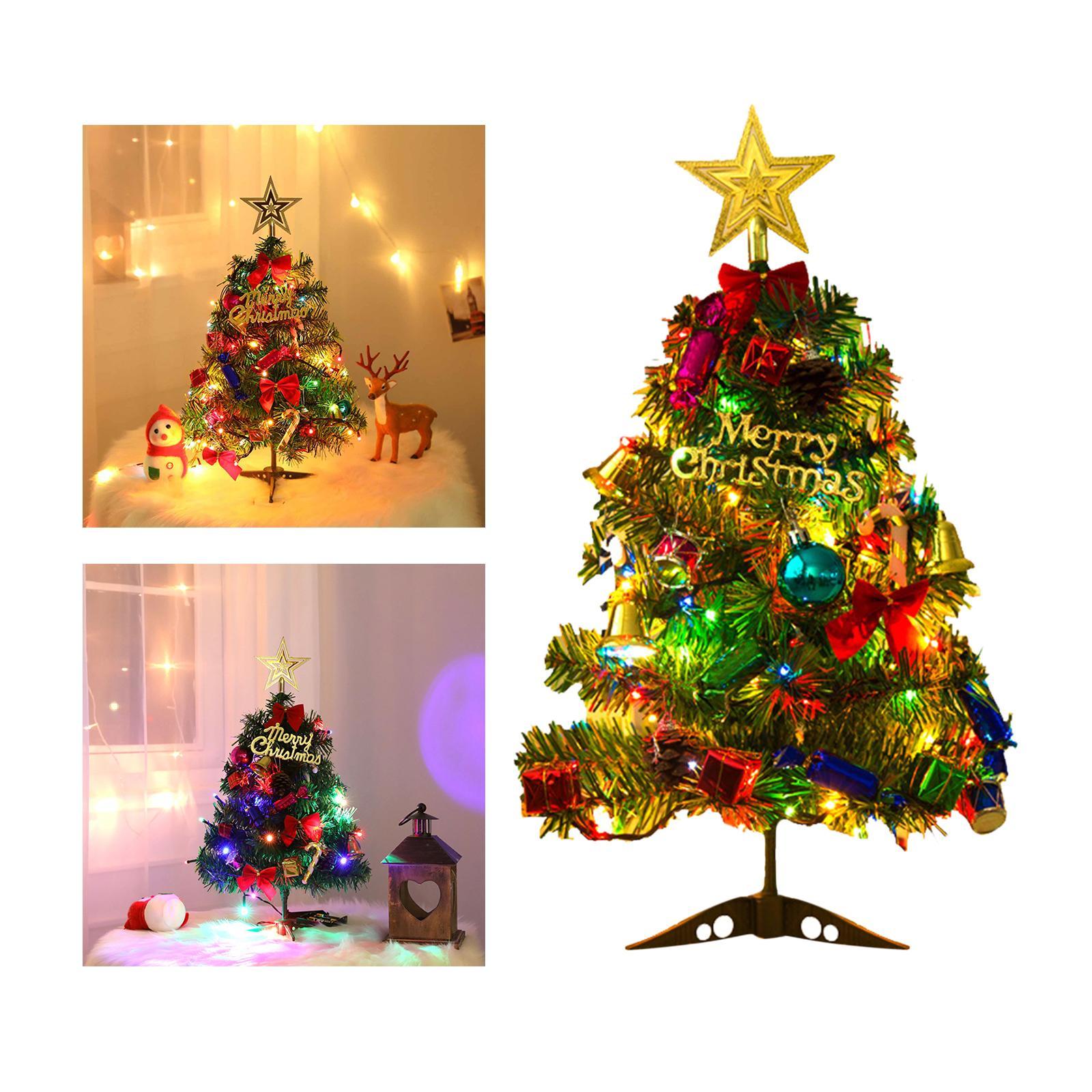 Tabletop Christmas Tree Ornament DIY Xmas Bedroom Decor with LED Lights A