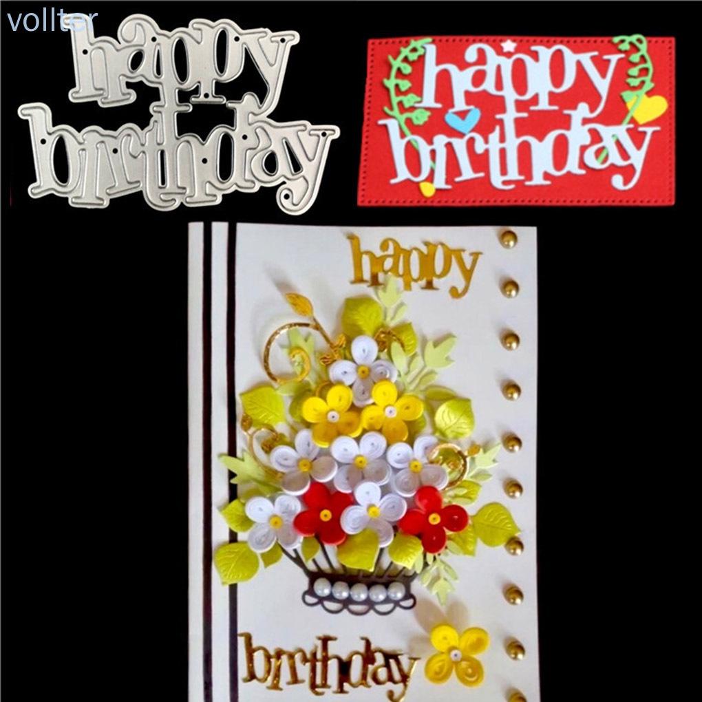 Khuôn cắt giấy làm từ thép Carbon hình chữ Happy Birthday trang trí Scrapbook