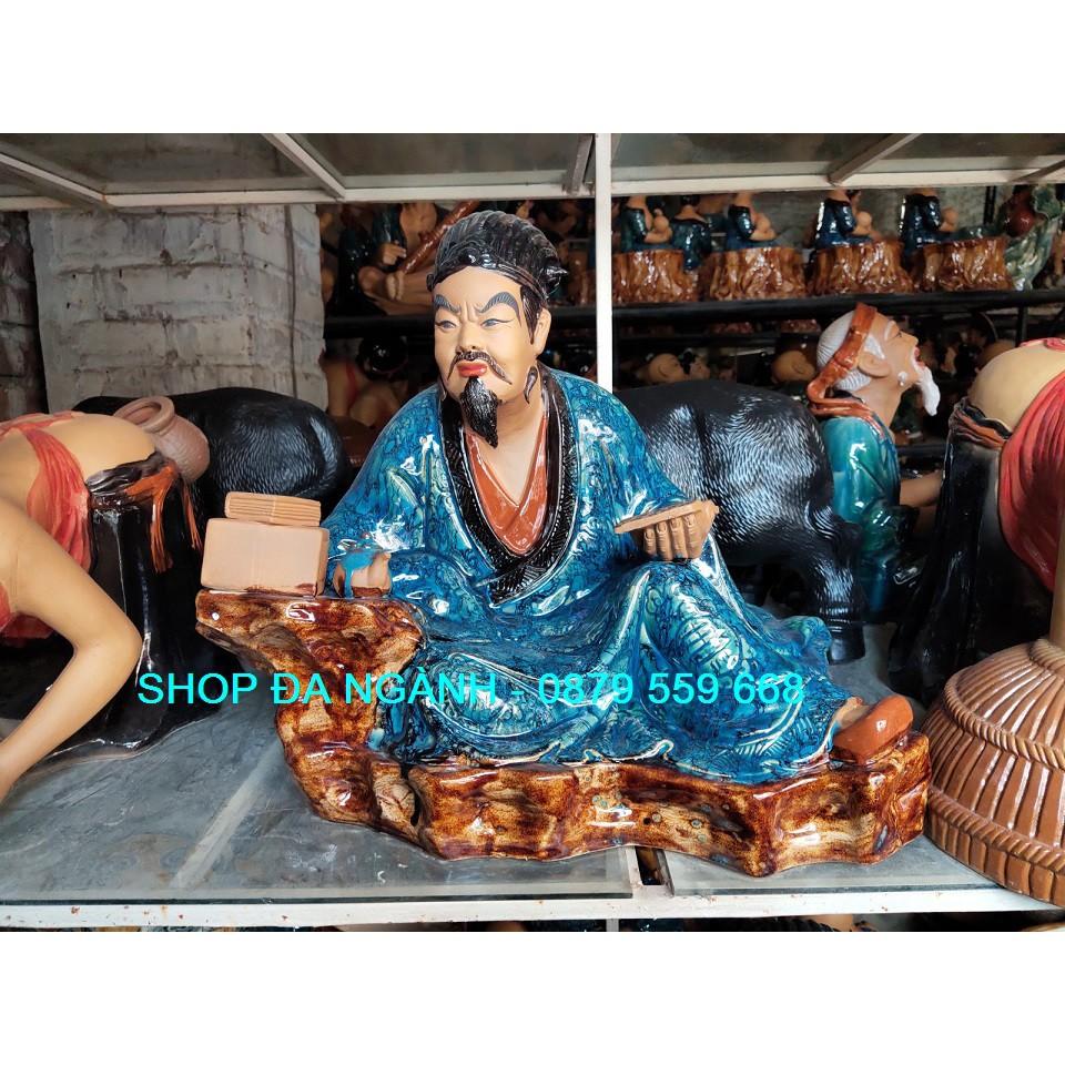Tượng Khổng Minh men hỏa biến cỡ lớn 48 cm, gốm sứ Bát Tràng