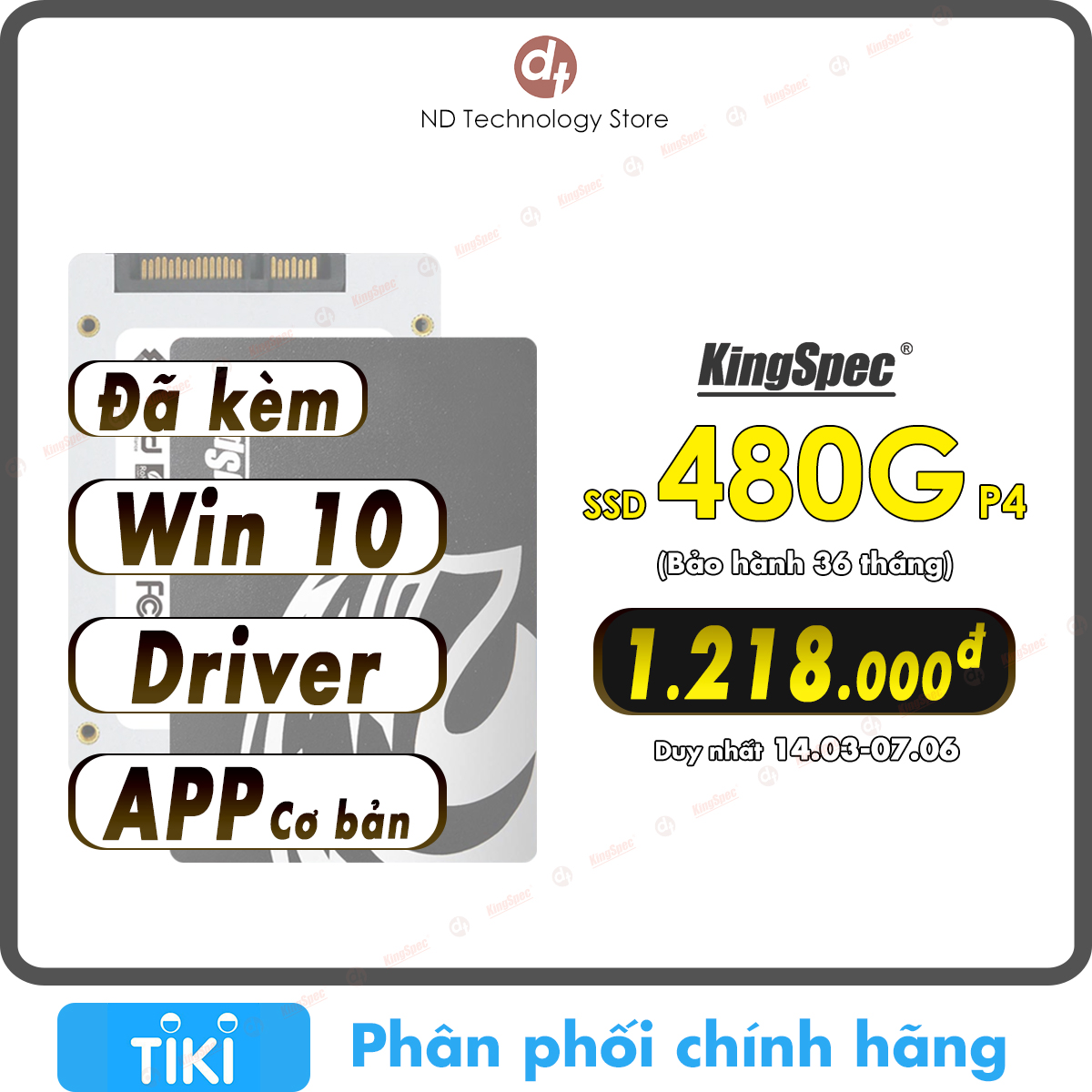 Ổ cứng SSD KingSpec 480GB cài sẵn Win 10 / SATA 2.5 - Hàng Chính Hãng