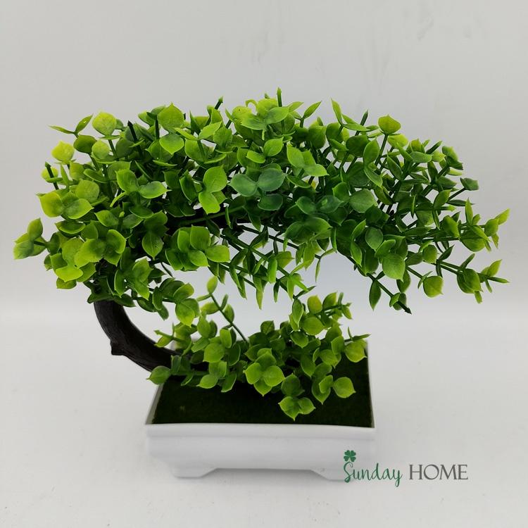 Cây giả Bonsai hoa rực rỡ , chậu cây giả để bàn, kệ tủ, trang trí nhà cửa